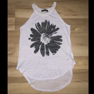 Black & White Sunflower Graphic Halter Tank